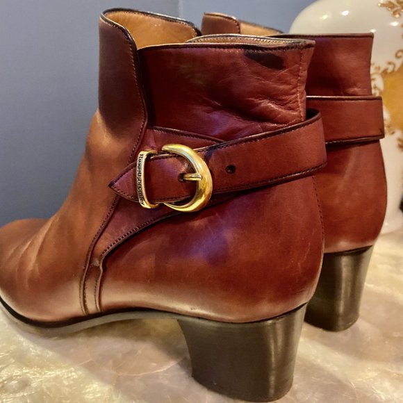 Russell & Bromley Gorgeous Chestnut Leather Heeled Ankle Boots - Picture 8 of 11